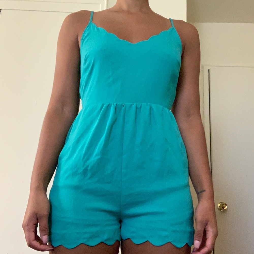 Blue/Green Scalloped Romper